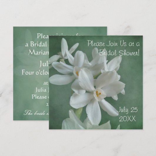 Paperwhite Narcissus Bridal Shower Invitation Kaart (Voorkant / Achterkant)