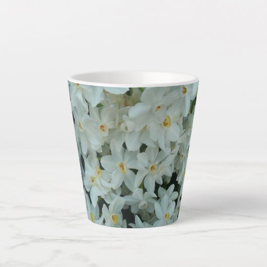 Paperwhite Narcissus Delicate White Flowers Latte Mok (Voorkant)
