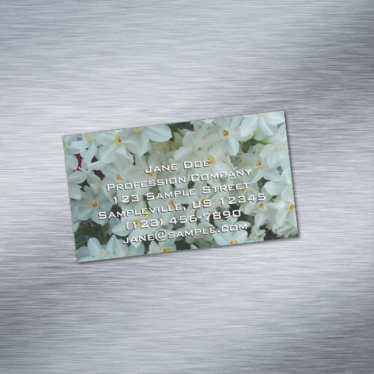 Paperwhite Narcissus Delicate White Flowers Magnetisch Visitekaartje (Voorbeeld)