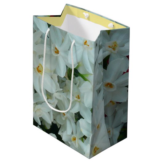 Paperwhite Narcissus Delicate White Flowers Medium Cadeauzakje (Voorkant Gekanteld)