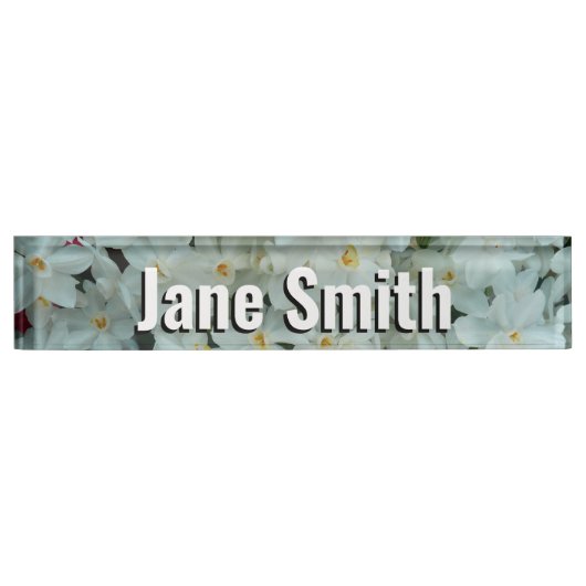 Paperwhite Narcissus Delicate White Flowers Naambordje (Voorkant)