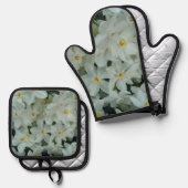 Paperwhite Narcissus Delicate White Flowers Ovenwant & Pannenlap Set (Voorkant / Achterkant)