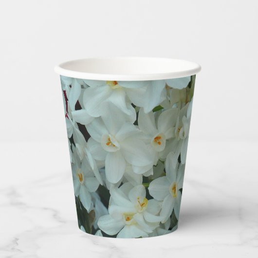 Paperwhite Narcissus Delicate White Flowers Papieren Bekers (Voorkant)