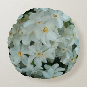 Paperwhite Narcissus Delicate White Flowers Rond Kussen