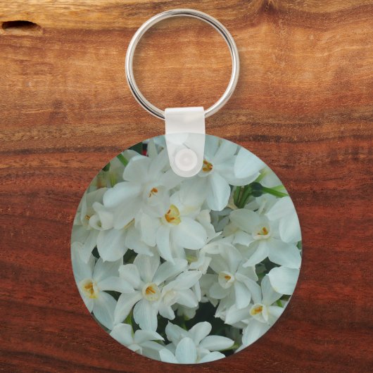 Paperwhite Narcissus Delicate White Flowers Sleutelhanger (Voorkant)