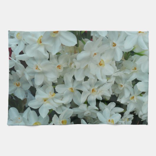 Paperwhite Narcissus Delicate White Flowers Theedoek (Horizontaal)