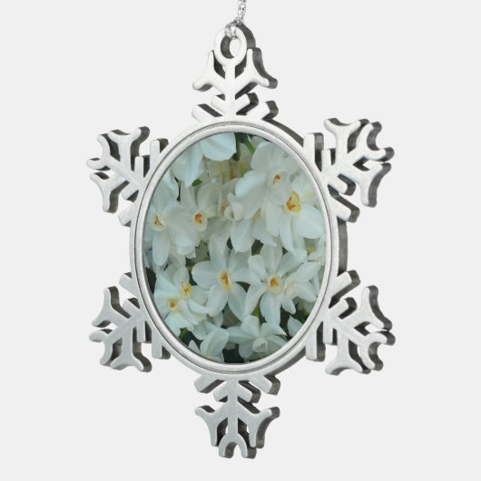 Paperwhite Narcissus Delicate White Flowers Tin Sneeuwvlok Ornament (Rechts)
