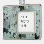 Paperwhite Narcissus Delicate White Flowers Verzilverd Omlijst Ornament (Links)
