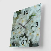 Paperwhite Narcissus Delicate White Flowers Vierkante Klok (Hoek)