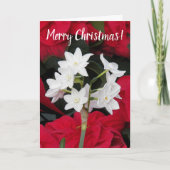 Paperwhites en Red Poinsettias Floral Kerstmis Kaart (Voorkant)