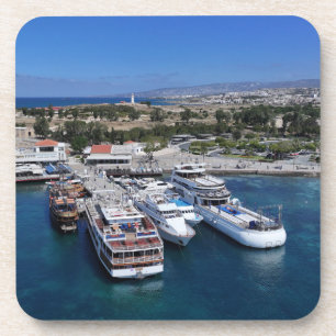 Paphos boten en vuurtoren bier onderzetter