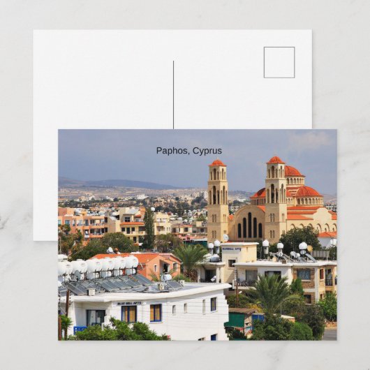 Paphos, Cyprus schilderachtig uitzicht, Briefkaart (Voorkant / Achterkant)