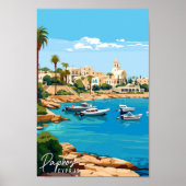 Paphos Cyprus vintage reisillustratie Poster (Voorkant)