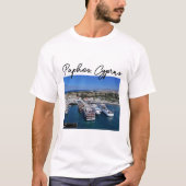 Paphos Harbour boten en vuurtoren T-shirt (Voorkant)