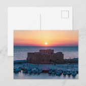 Paphos Kasteel bij zonsondergang, dronezicht Briefkaart (Voorkant / Achterkant)