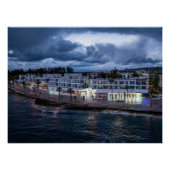 Paphos kust drone uitzicht 's nachts perfect poster (Voorkant)