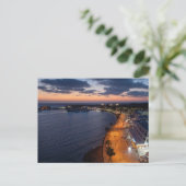 Paphos kust en haven in de nacht briefkaart (Staand voorkant)