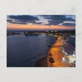 Paphos kust en haven in de nacht briefkaart