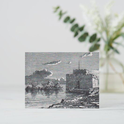 Paphos middeleeuws fort 19e eeuw graving briefkaart (Staand voorkant)
