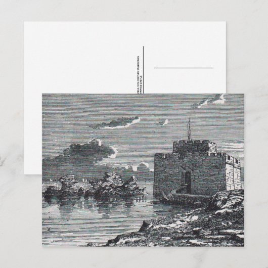 Paphos middeleeuws fort 19e eeuw graving briefkaart (Voorkant / Achterkant)