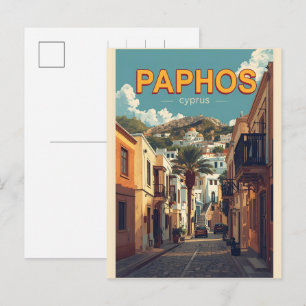 Paphos oude stad - Cyprus toeristische souvenir Feestdagenkaart