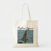Paphos standbeeld jongen en vis, handtekening tote bag (Voorkant)