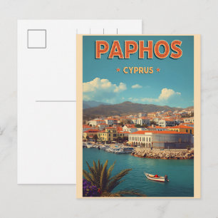 Paphos strand - Cyprus toeristische souvenirs Feestdagenkaart
