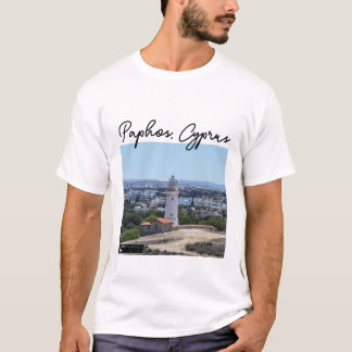Paphos vuurtoren en handtekening t-shirt