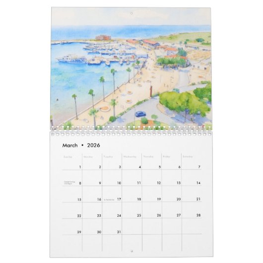Paphos water colour style Calendar by PaphosLife Kalender (Mar 2026)