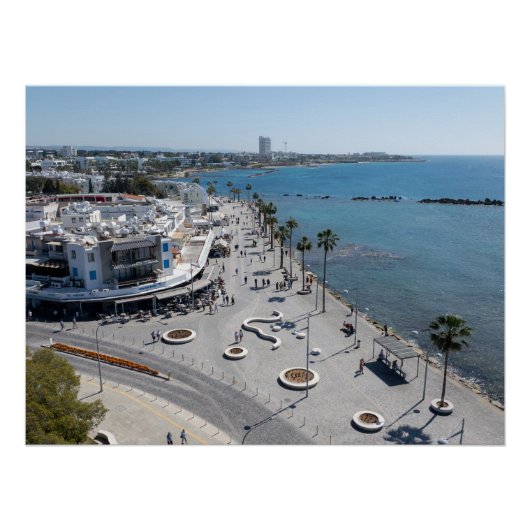 Paphos Zee Front Walk met een drone Perfect Poster (Voorkant)