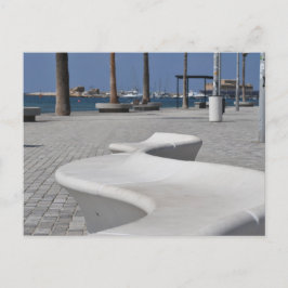 Paphos zeekant bank, Cyprus Briefkaart