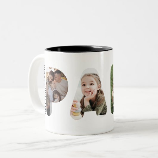Papi aangepaste foto gepersonaliseerde Vaderdag Tweekleurige Koffiemok (Voorkant links)