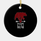 Papi Beer Kerstmis Pajama Red Pset Buffalo Famil Keramisch Ornament (Voorkant)