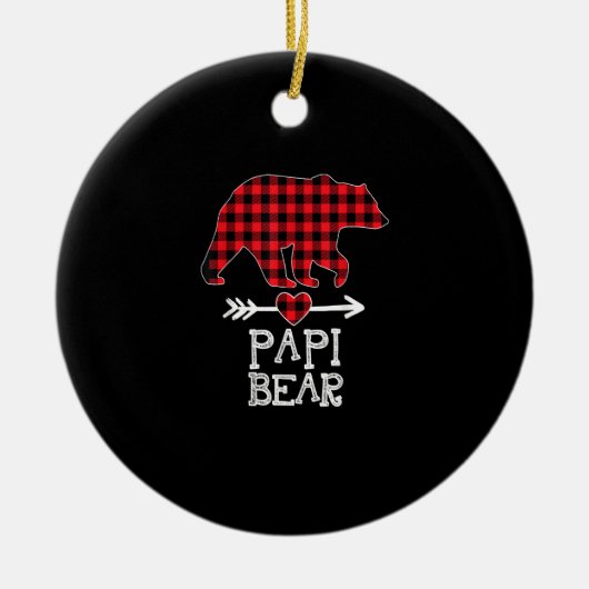 Papi Beer Kerstmis Pajama Red Pset Buffalo Famil Keramisch Ornament (Voorkant)