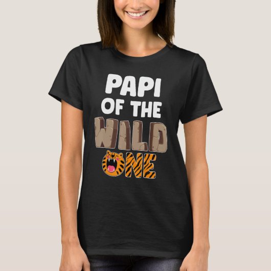 Papi van de Wild One Zoo thema 1e verjaardagsfeest T-shirt (Voorkant)