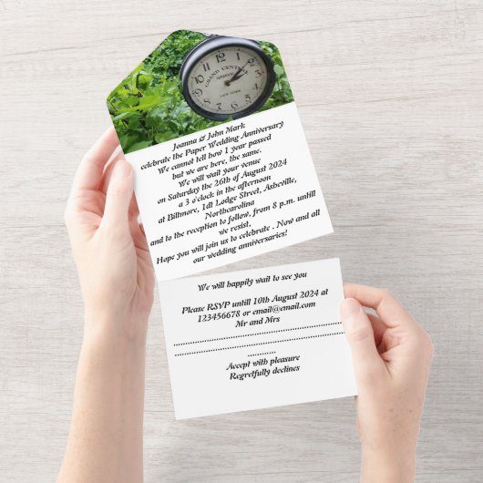 Papier 1e huwelijksverjaardag uitnodiging (Afscheurbaar)