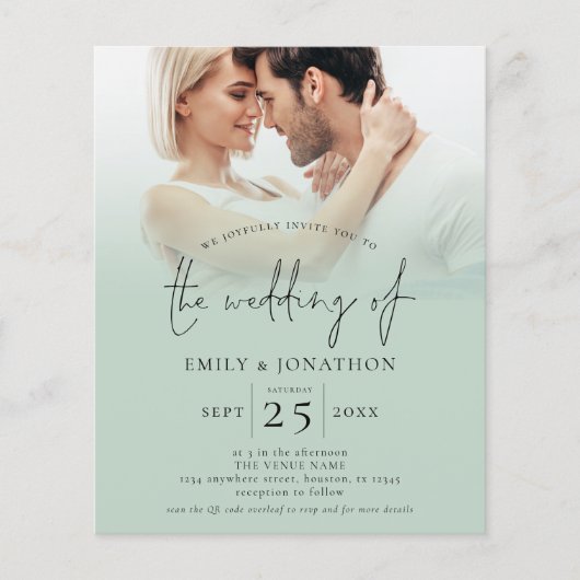 PAPIER 2 foto overlay script QR Sage bruiloft Flyer (Voorkant)