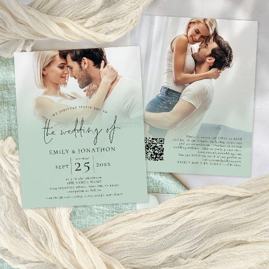 PAPIER 2 foto overlay script QR Sage bruiloft Flyer