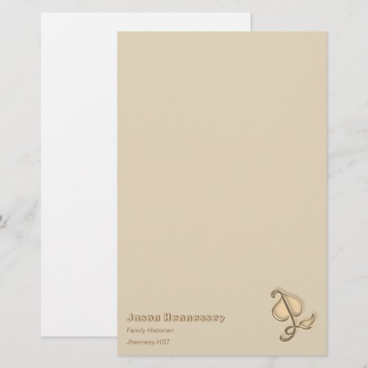 Papier - 3D bruin leder met naam (Voorkant / Achterkant)