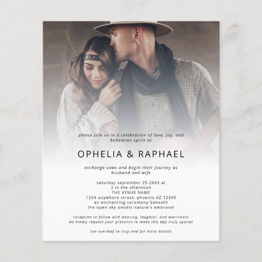 PAPIER 4 foto's Overlay QR Code Bohemian bruiloft Flyer (Voorkant)