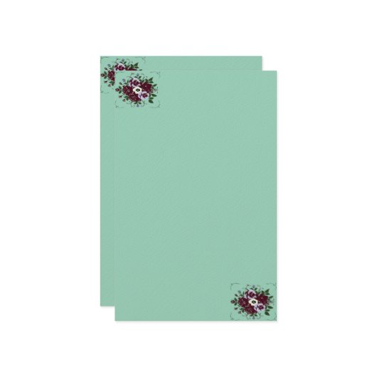 Papier à Lettres Botanique Bouquet de Violettes (Voorkant / Achterkant in situ)