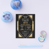 PAPIER | Art Deco Ruby 40e Jubileum Uitnodiging Flyer (Enkel)