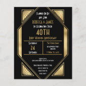 PAPIER | Art Deco Ruby 40e Jubileum Uitnodiging Flyer (Voorkant)