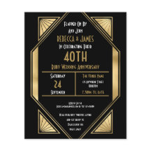 PAPIER | Art Deco Ruby 40e Jubileum Uitnodiging