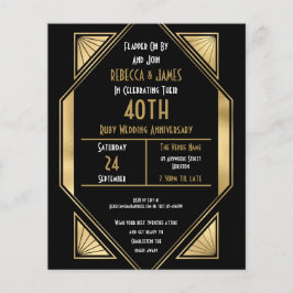 PAPIER | Art Deco Ruby 40th jubileum uitnodiging Flyer