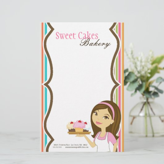 Papier - bakkerij Brunette Baker Cakes Baker (Staand voorkant)