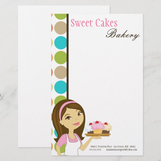 Papier - bakkerij Brunette Baker Cakes Baker (Voorkant / Achterkant)