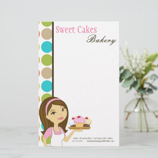 Papier - bakkerij Brunette Baker Cakes Baker (Staand voorkant)