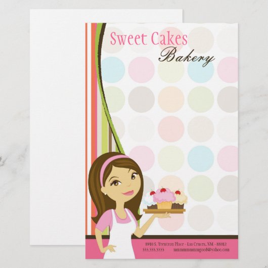 Papier - bakkerij Brunette Baker Cakes Baker (Voorkant / Achterkant)