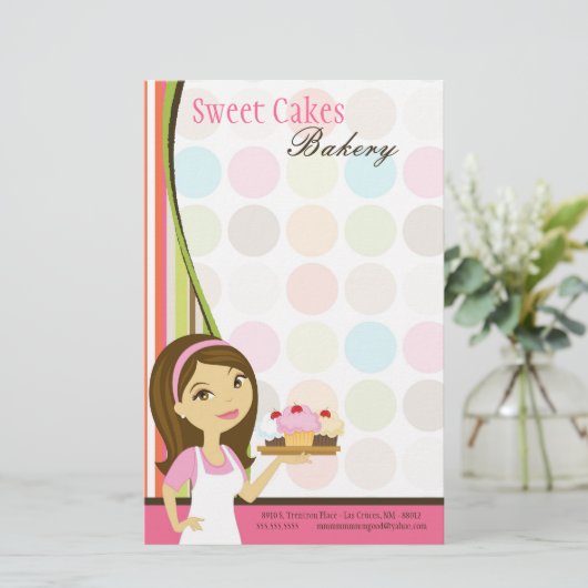 Papier - bakkerij Brunette Baker Cakes Baker (Staand voorkant)